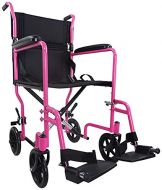 Pink Steel Compact Transport Wheelchair